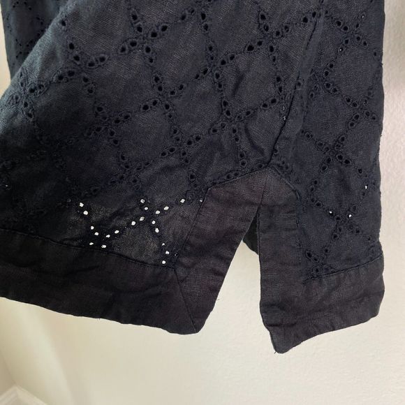 Style & Co Womens Plus 18W Black Eyelet 100% Linen Tunic Top Long Sleeve Shirt - Picture 5 of 8